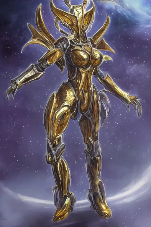 Prompt: intricate high detail elegant beautiful stunning quality cosmic huge god giantess hot female warframe anthro mecha female dragon goddess, gold body, sleek metal ears, sleek eyes, smooth blue skin, sleek gold armor, bigger than galaxy, epic proportions, epic scale, epic size, warframe destiny art, furry, dragon art, goddess, giantess, furaffinity, octane