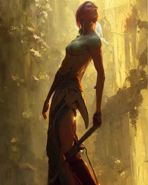 Image similar to An oil painting for an elf woman by Greg Rutkowski