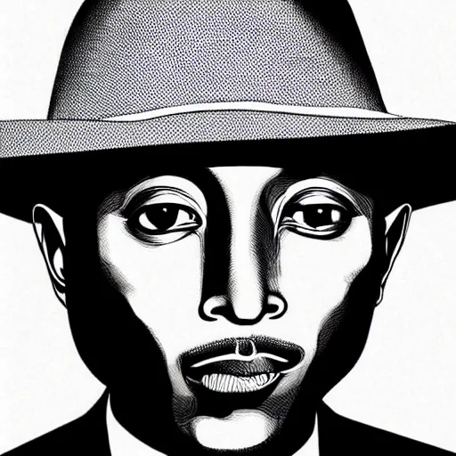 Prompt: “ pharrell retro minimalist portrait by jean giraud, art of moebius, sharp, smooth face, comic, 8 k ”