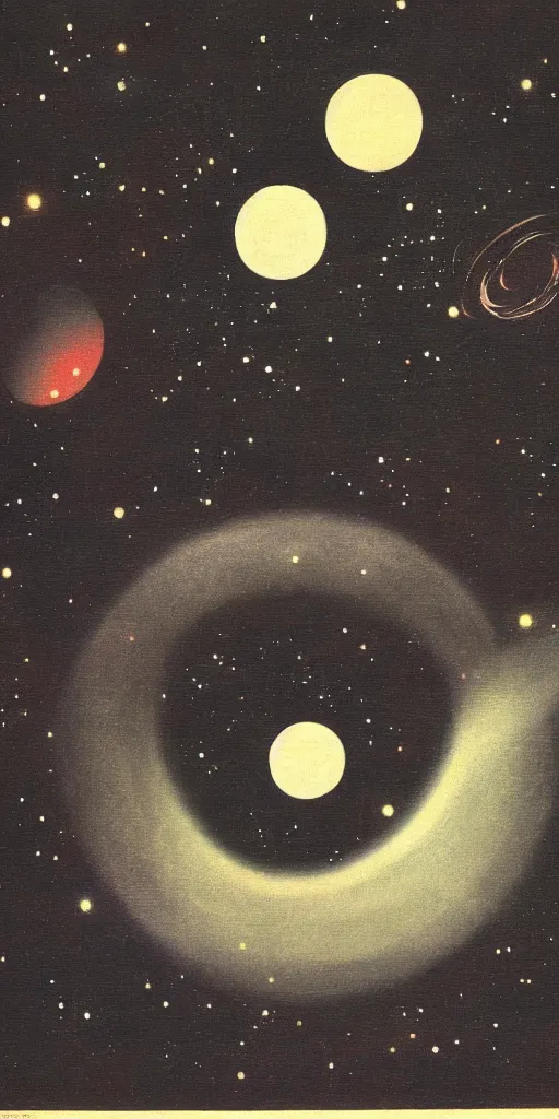 Image similar to painting of outer space by kitano tsunetomi, 1 9 3 9