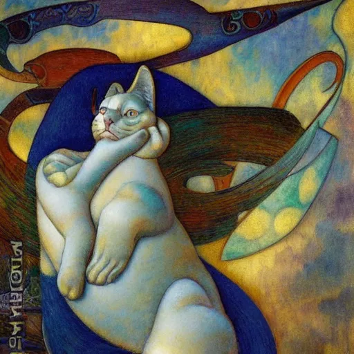 Image similar to masterpiece mechanical cloisonne cat sculpture, by annie swynnerton and diego rivera and nicholas roerich and jean delville and charlie bowater, symbolist, dramatic lighting, god rays, art brut, rich colors, smooth sharp focus, extremely detailed, adolf wolfli and ( donato giancola and bilibin )