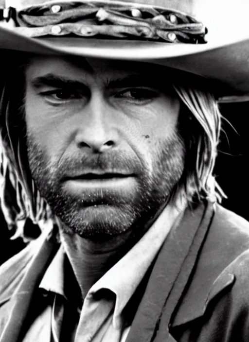 Image similar to film still of kurt cobain as clint eastwood in the movie a fist full of dollars, full-shot, 4k