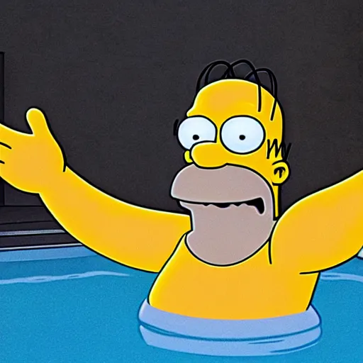 Prompt: Homer Simpson in a swimming pool dark and creepy 4K quality super realistic