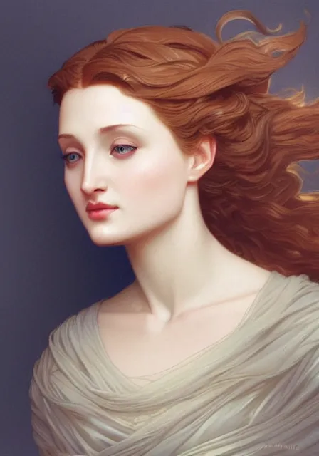 Image similar to sansa angeline jolie, intricate, elegant, highly detailed, digital painting, artstation, concept art, smooth, sharp focus, illustration, art by artgerm and greg rutkowski and alphonse mucha and william - adolphe bouguereau