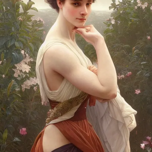 Image similar to portman and granger, intricate, elegant, highly detailed, digital painting, artstation, concept art, smooth, sharp focus, illustration, art by artgerm and greg rutkowski and alphonse mucha and william - adolphe bouguereau