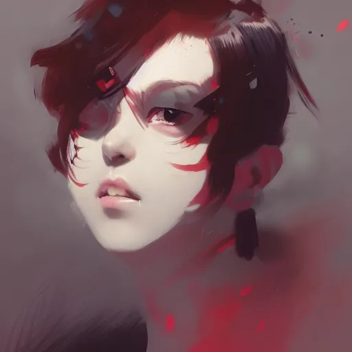 Image similar to portrait of a teen girl with short red hair, dramatic lighting, anime illustration by Greg rutkowski, yoji shinkawa, 4k, digital art, concept art, trending on artstation, アニメ, featured on pixiv