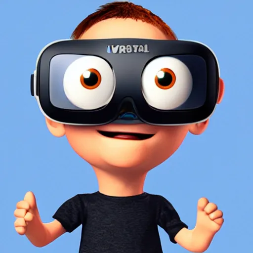 Image similar to pixar character wearing virtual reality digital art