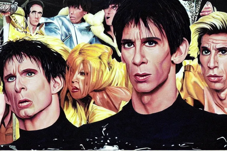 Image similar to a rodney greenblat painting of a scene from zoolander ( 2 0 0 1 )