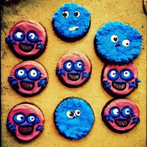 Prompt: psychedelic cookie-monster gangsta-loco, jiving and hanging on the block corner, WORD-UP