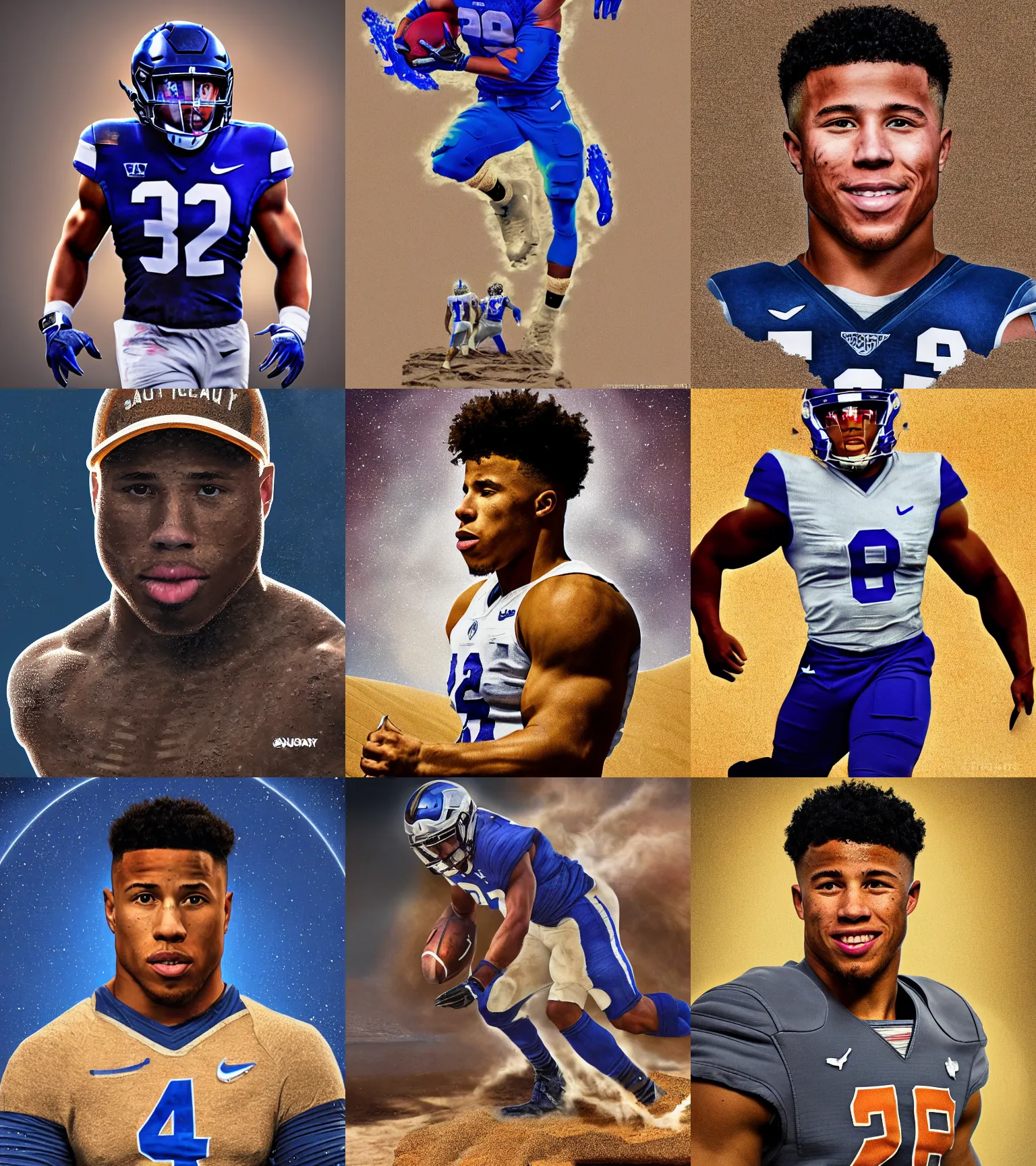 Prompt: saquon barkley made of sand, 8 k hyperdetailed digital art fantasy sci - fi sharp focus intricate