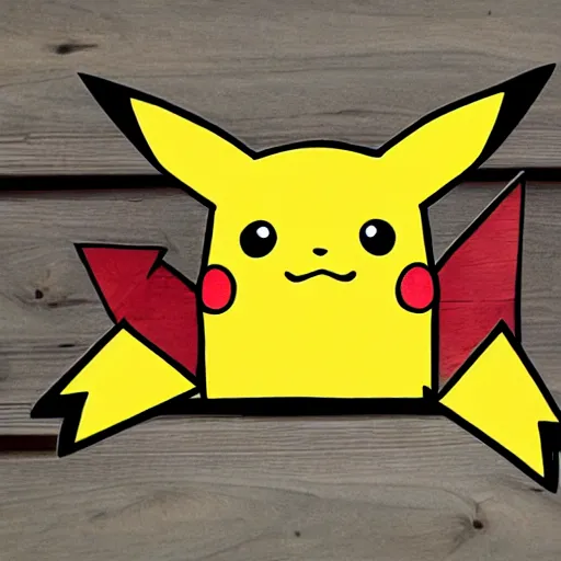 Image similar to Pikachu made out of planks