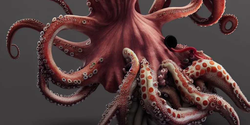 Image similar to a man and his octopus. Trending on artstation, award winning. Octane render, 4k, 8k, unreal 5, very detailed, hyper control-realism.
