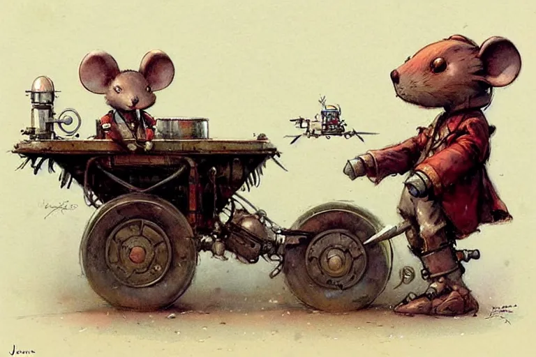 Image similar to adventurer ( ( ( ( ( 1 9 5 0 s retro future robot mouse wagon cart robot. muted colors. ) ) ) ) ) by jean baptiste monge!!!!!!!!!!!!!!!!!!!!!!!!! chrome red