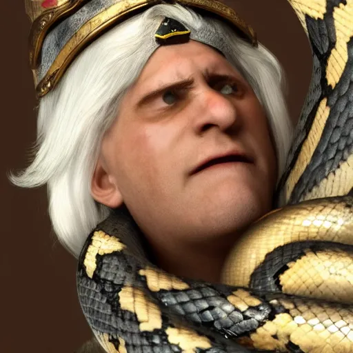 Image similar to a white haired snake soldier with a snake head, fantasy, 4 k, inspired by pixar