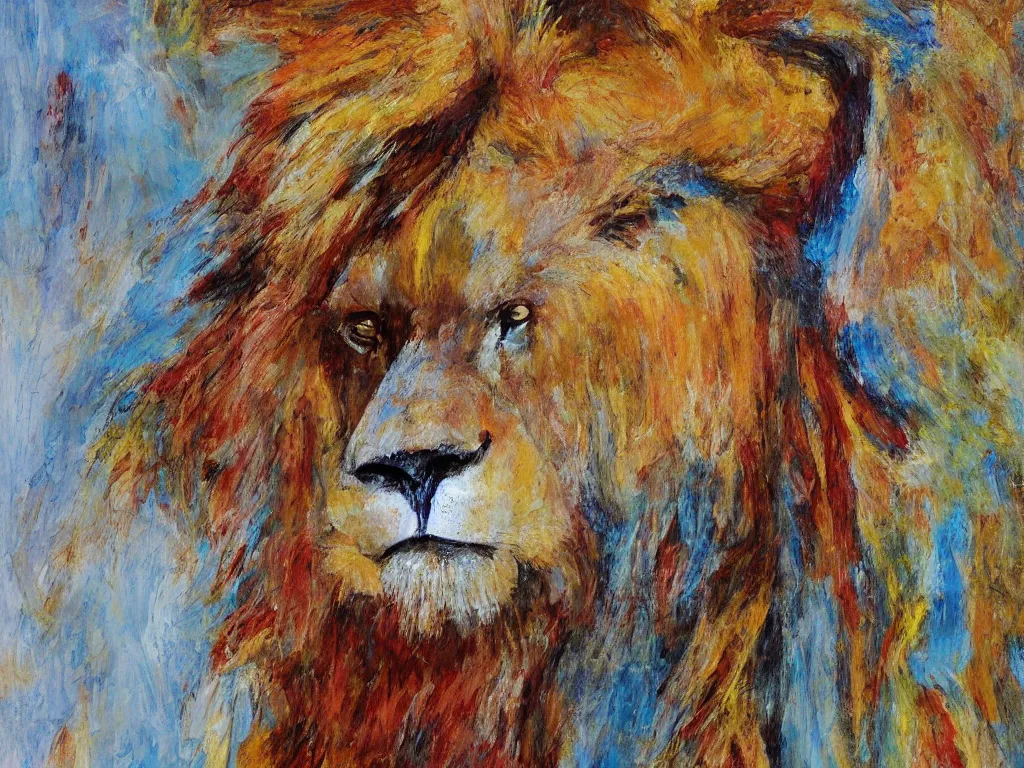 Image similar to an abstract portrait of an antropomorphic lion with a human face wearing a suit, photorealistic