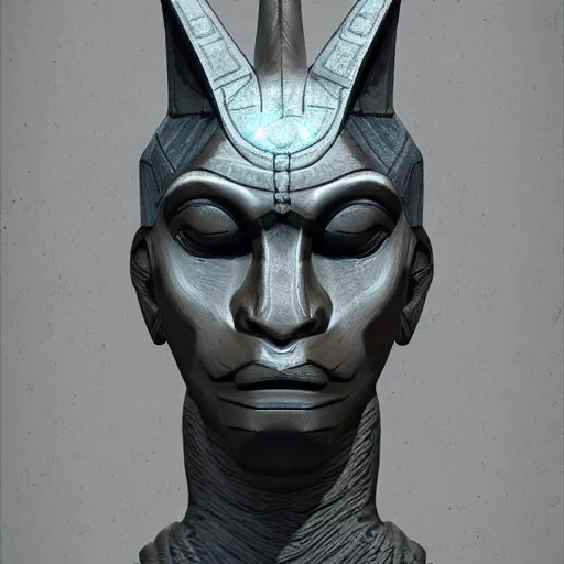 Image similar to anubis head, highly detailed, cultist, artstation