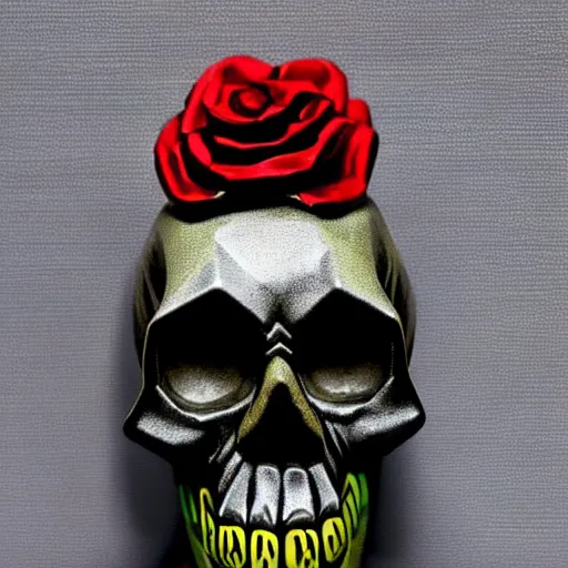 Image similar to a fine detail pop art skull sculpture