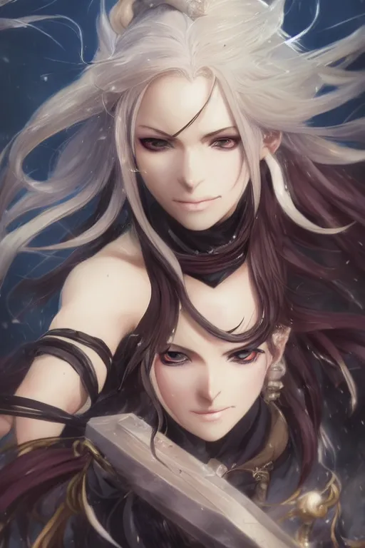 Image similar to beautiful attrative face female pirate with torrent and black magic around her, light flowing hair, anime key visual, absurdly beautiful, highly detailed, sharp focus, concept art, granblue fantasy, anime by serafleur / d pin / rongzhen luo / mingdosa / ruan jia / gemi ningen