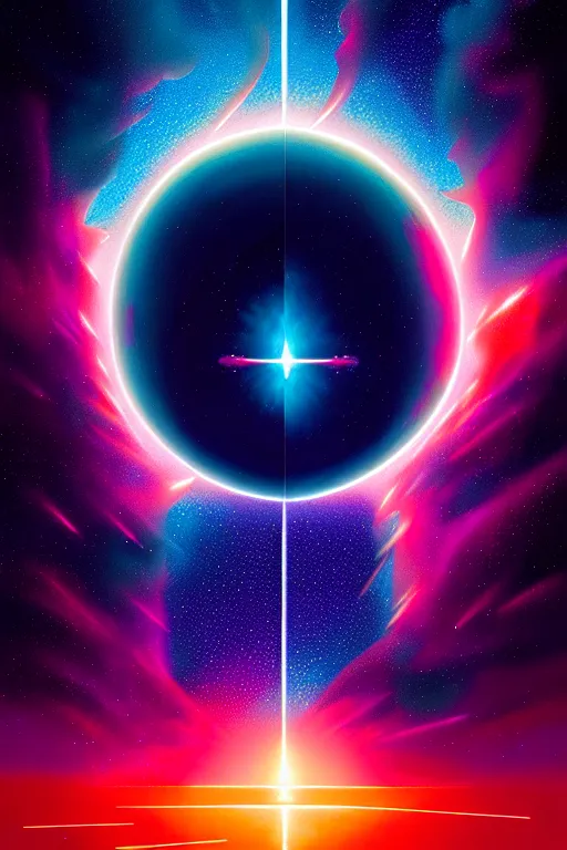 Image similar to celestial collision, birth of a star by christopher balaskas and john harris and dan mumford, hyperrealistic, high detail, ultra detailed, space, nebula, sharp focus, stellar formation, astronomy, science