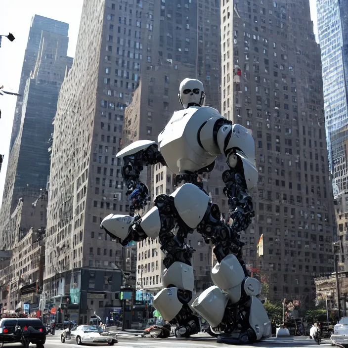 Image similar to Gigantic Joe Biden Robot Cyborg, Attacking NYC