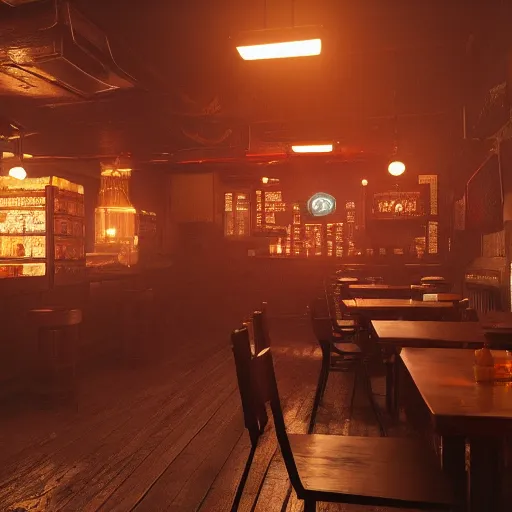 Image similar to Interior design Middle aged tavern in cyberpunk style by Moebius and Beeple. Very highly detailed 8K, Octane render