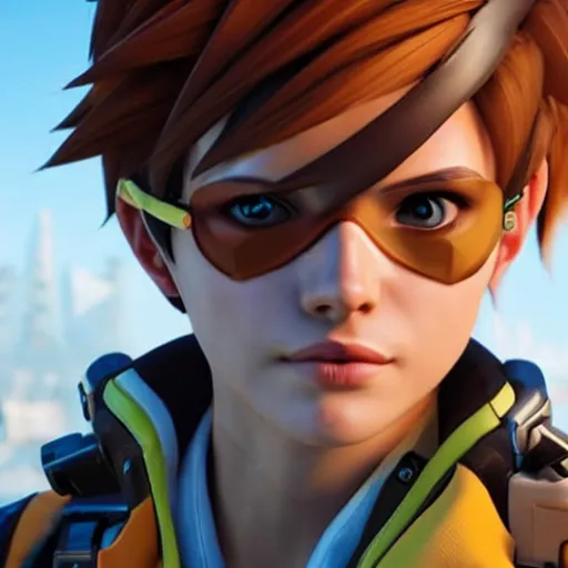 Image similar to realistic still of tracer, amazing details 8 k beautiful