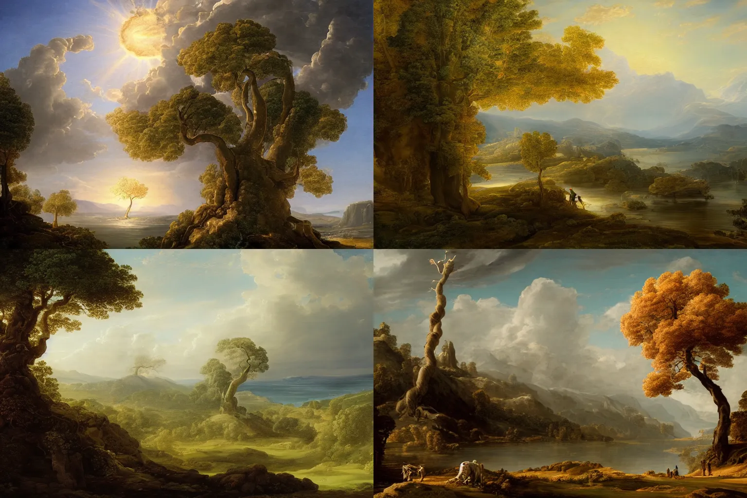 Prompt: beautiful landscape with the yggdrasil reaching the sky, mythology, fantasy, landscape background, vivid colors, digital painting, very detailed, realistic, high quality, by claude lorrain