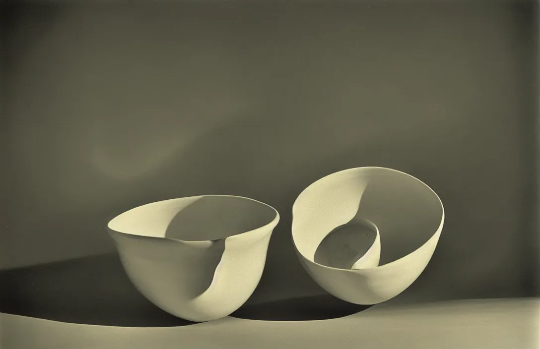 Image similar to energetic brushstrokes create optical flow photograph by robert adams perfectly shaped bowl painting by claude gellee