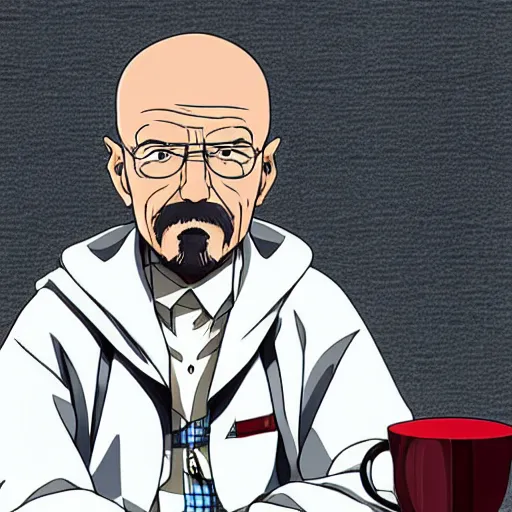 Prompt: Walter White as an anime character