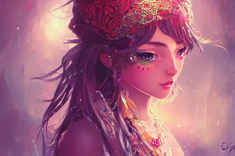 Prompt: a beautiful bohemian girl, intricate, highly detailed, digital painting, pixiv, artstation, official media, anime key visual, concept art, rich vivid colors, ambient lighting, sharp focus, illustration, art by erak note