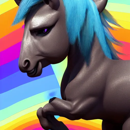 Image similar to hyperrealistic rainbowdash pony, stunning 3 d render inspired by istvan sandorfi & greg rutkowski & mike judge, perfect symmetry, dim volumetric cinematic lighting, 8 k octane comprehensive render, extremely mega hyper - detailed and lifelike attributes & atmosphere, intricate, realistic flesh texture, masterpiece, artstation, stunning,