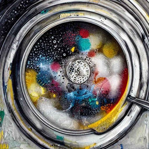 Image similar to 8 k capture scan of washing machine soup, high textured, conceptual, intricate detailed painting, illustration sharp detail