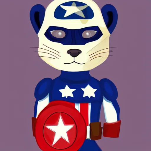 Prompt: A ferret as Captain America, Digital painting