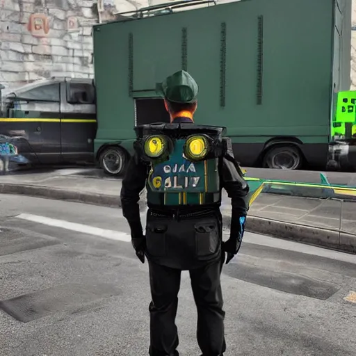 Image similar to Guardia Civil officer cyberpunk style