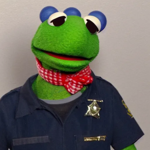 Prompt: muppet mugshot. arrested, driving under the influence