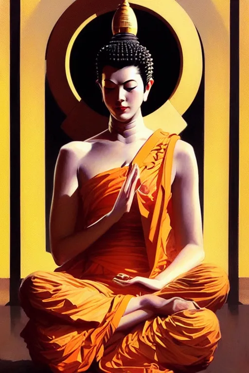 Image similar to buddhism, futurism, painting by greg rutkowski, j. c. leyendecker, artgerm