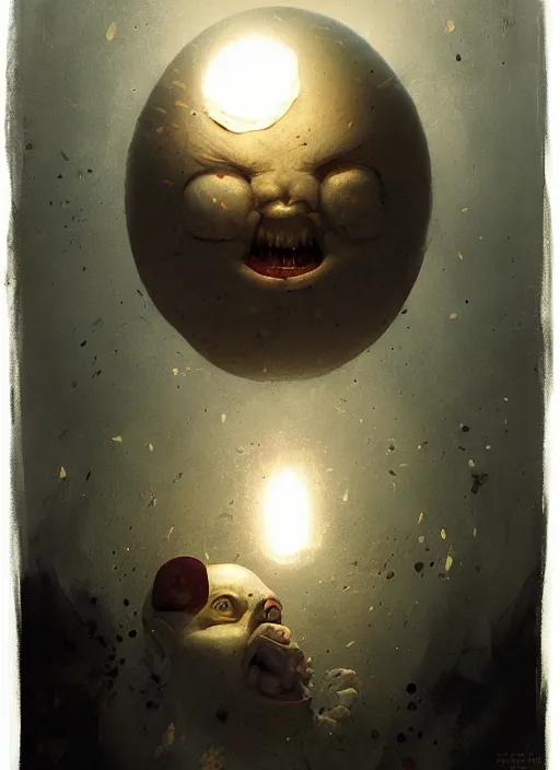 Image similar to portrait of light nightmares humpty dumpty by greg rutkowski