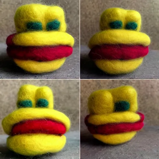 Image similar to a needle felted burger needle felting art.