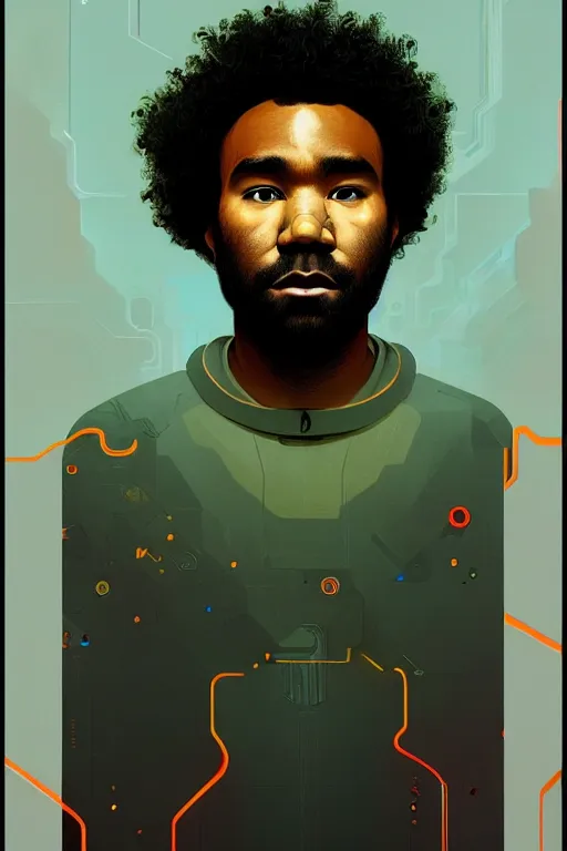 Prompt: Childish Gambino, curly hair, symmetrical! sci-fi, modern, colourful!! highly detailed, digital painting, artstation, concept art, sharp focus, illustration, by greg rutkowski