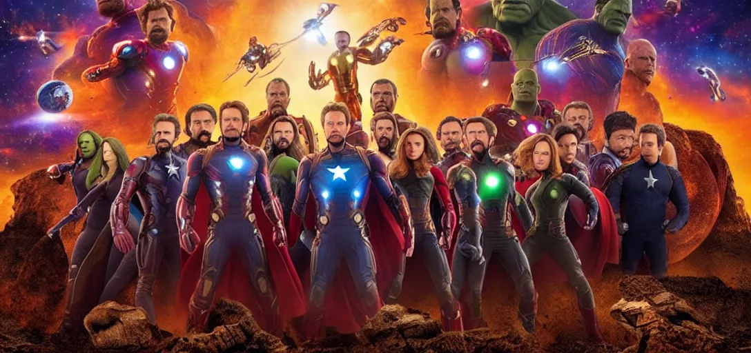 Image similar to a very high resolution image from a new movie. the avengers infinity war, photorealistic, photography, directed by wes anderson