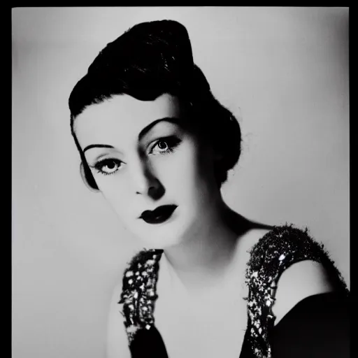 Prompt: portrait of a woman by Cecil Beaton , glamorous Hollywood style lighting, black and white, photorealistic