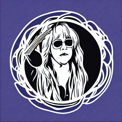 Image similar to stevie nicks playing guitar and singing, sticker - art, svg vector, adobe - illustrator