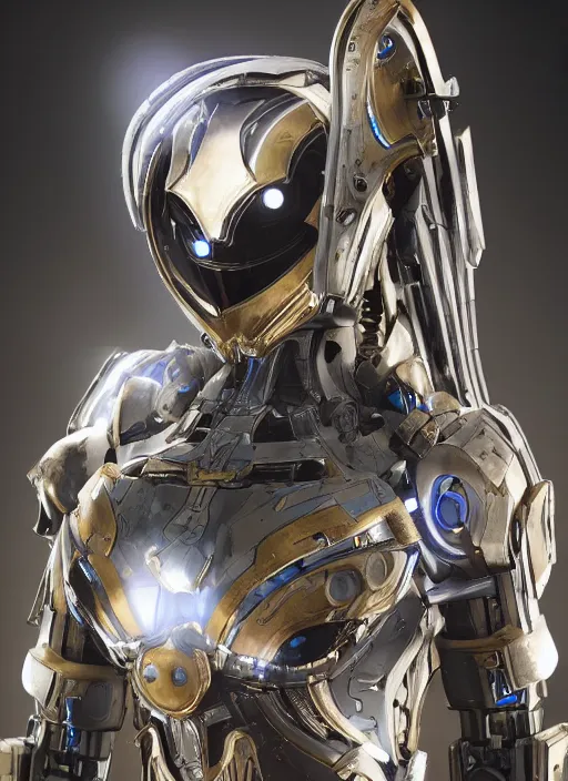 Prompt: photo of a robot made of clock parts, warframe armor, beautiful face, scifi, nebula reflections, stars, professionally color graded, 8 k high definition, insanely detailed, intricate, innocent, art by akihiko yoshida and artgerm