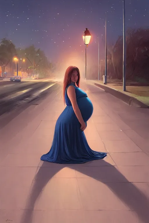 Image similar to pregnant woman under street light by Mandy Jurgens