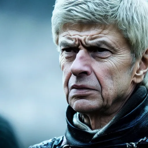 Image similar to Arsene Wenger in Game of Thrones, 4K, epic, cinematic, focus, movie still, fantasy, serious, extreme detail, atmospheric, dark colour, sharp focus