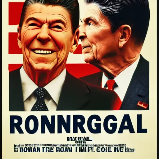 Prompt: poster of the movie : ronald reagan and the oil reserves