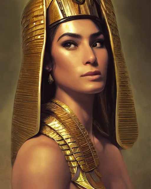 Image similar to Jessica Kahawaty as a beautiful egyptian princess, gorgeous, portrait, powerful, intricate, beautiful, masterpiece, elegant, volumetric lighting, back lighting, dramatic lighting, highly detailed, artstation, sharp focus, illustration, Artgerm, Jean-Léon Gérôme , ruan jia