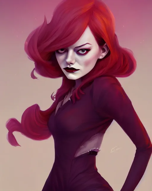 Image similar to a portrait of a beautiful full body Emma Stone vampire, art by lois van baarle and loish and ross tran and rossdraws and sam yang and samdoesarts and artgerm, digital art, highly detailed, intricate, sharp focus, Trending on Artstation HQ, deviantart, unreal engine 5, 4K UHD image