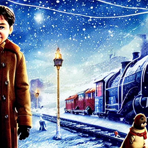 Image similar to drake as a child in the movie The polar express (2004)