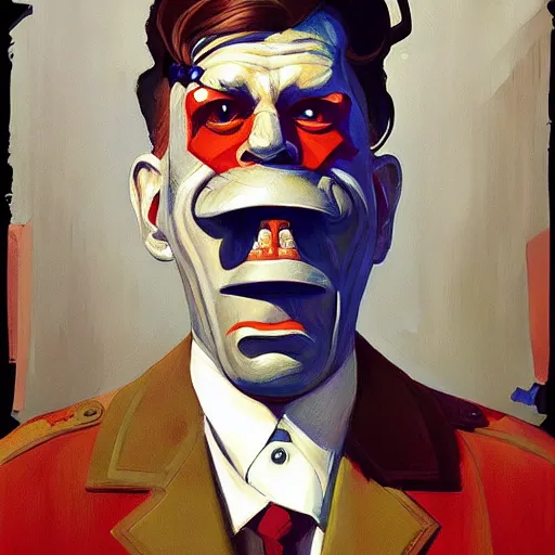 Prompt: Portrait of a mad general, very coherent, painted by Edward Hopper, painted by James Gilleard, airbrush, art by JamesJean